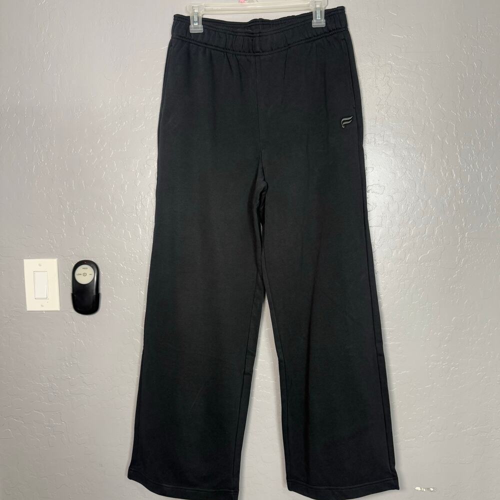 Fabletics Year Round Terry Wide Leg Sweatpants, Black, L